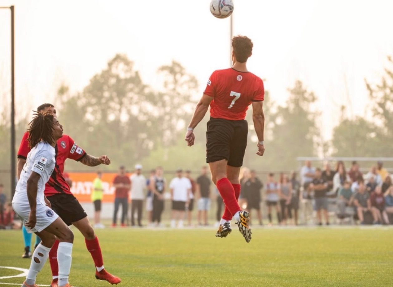 Flair Football training session in Mississauga at golden hour