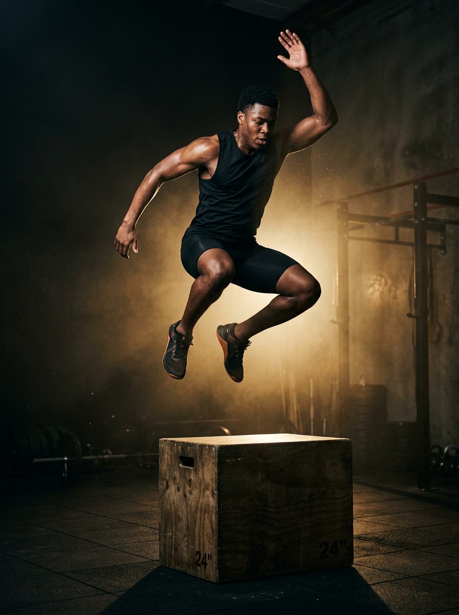 Athlete performing an explosive power drill