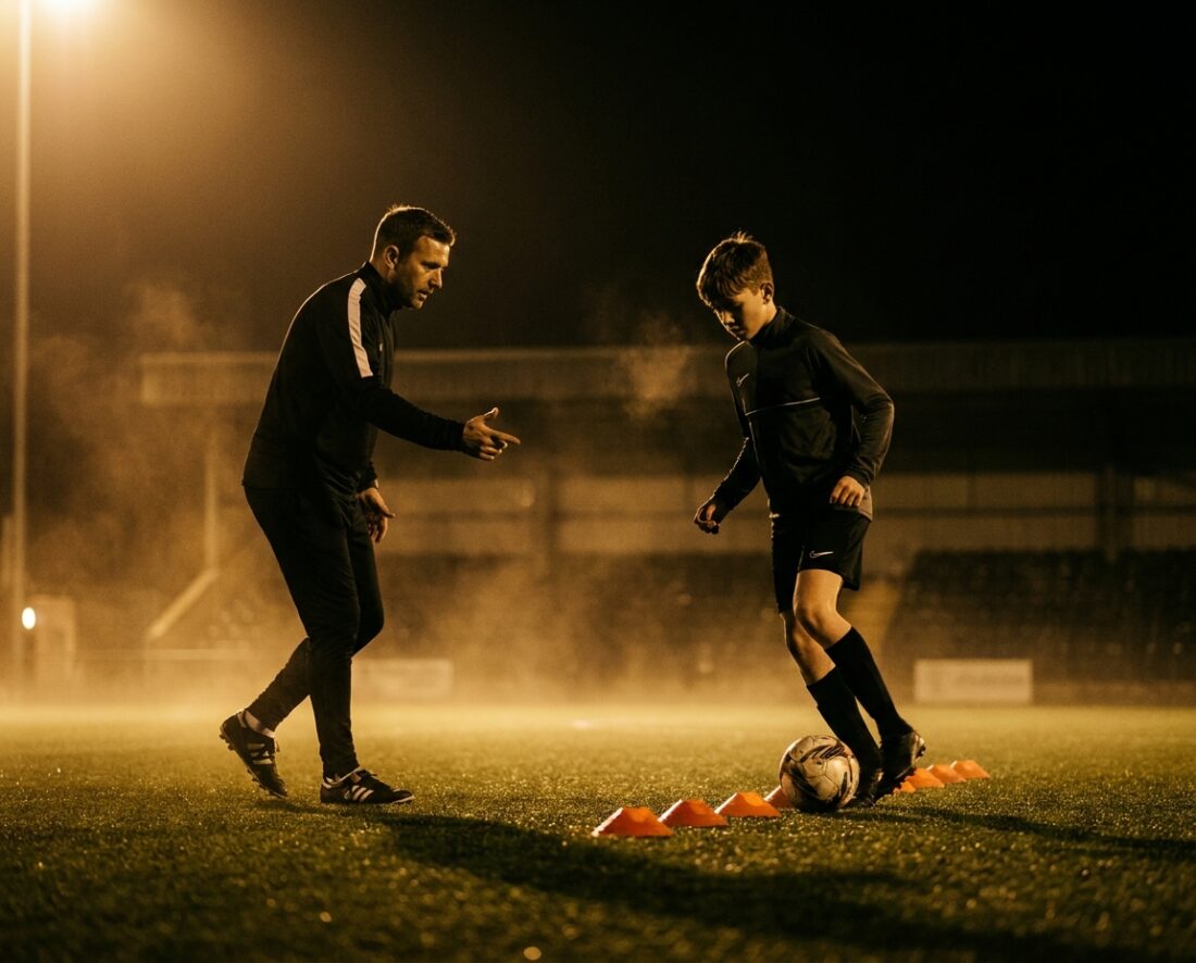 Coach delivering a private one-on-one football session